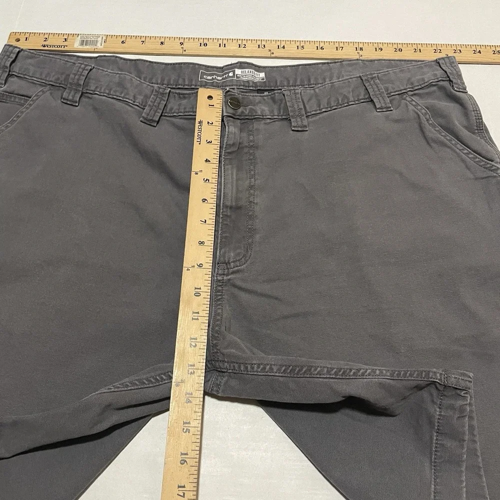 Carhartt Shorts Men's Size 48 X 9.5 Gray Canvas Relaxed Fit Workwear Rugged Flex